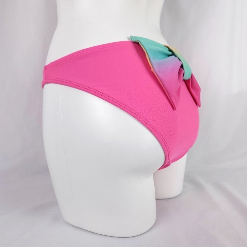 Sugar Coast Hot Pink with Rainbow Ombre Bow Bikini Swim Bottoms Size XL